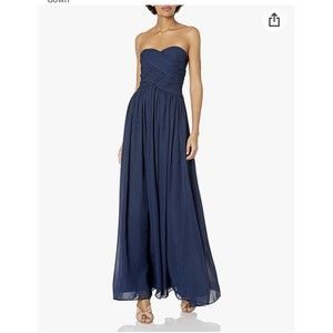 JS Boutique Women's Strapless Ruched Bodice Chiffon Gown size 4